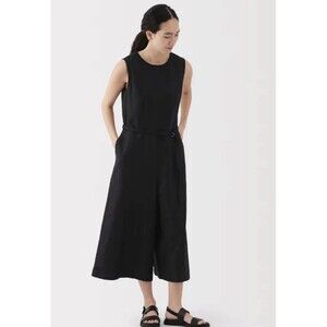 MUJI Womens Organic Cotton Hemp Twill Jumpsuit Black Small Wide Leg Sold Out